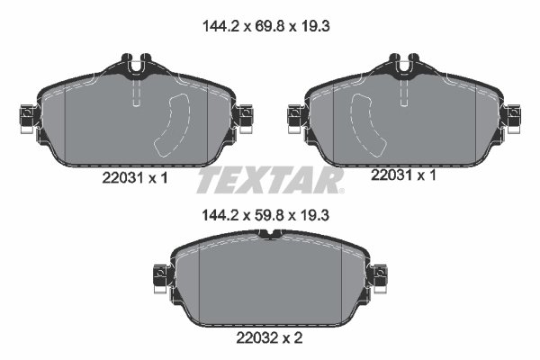 SET PLACUTE FRANA TEXTAR 2203101 - Compatibil cu MERCEDES-BENZ, MERCEDES-BENZ (BBDC)