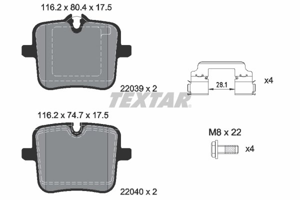 SET PLACUTE FRANA TEXTAR 2203901 - Compatibil cu ALPINA, BMW, ROLLS-ROYCE