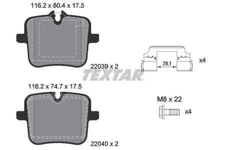 SET PLACUTE FRANA TEXTAR 2203901 - Compatibil cu ALPINA, BMW, ROLLS-ROYCE