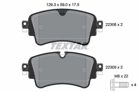 SET PLACUTE FRANA TEXTAR 2230801 - Compatibil cu AUDI, AUDI (FAW), VW