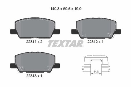 SET PLACUTE FRANA TEXTAR 2231102 - Compatibil cu BUICK, BUICK (SGM), CHEVROLET, CHEVROLET (SGM), OPEL, VAUXHALL