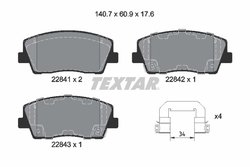 SET PLACUTE FRANA TEXTAR 2284101 - Compatibil cu GENESIS, KIA