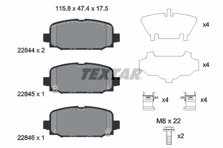 SET PLACUTE FRANA TEXTAR 2284401 - Compatibil cu JEEP, JEEP (GAC FCA)