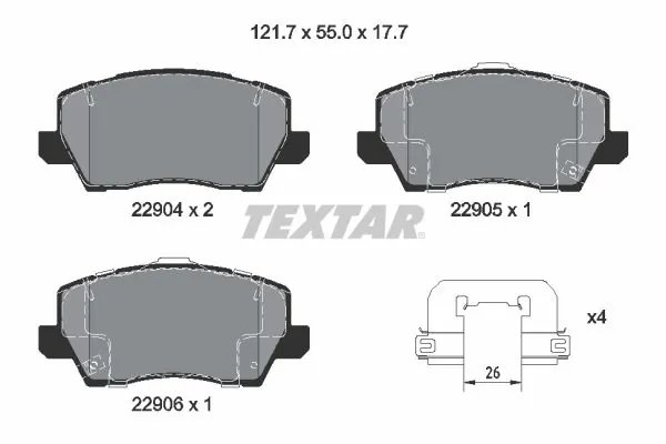 Set placute frana Textar 2290401