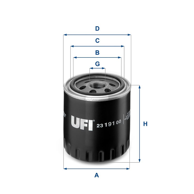 FILTRU ULEI UFI 23.191.00 - Compatibil cu ARO, CITROEN, DAF, FIAT, LADA, LANCIA, PEUGEOT, RENAULT, ROVER, SUZUKI, UMM