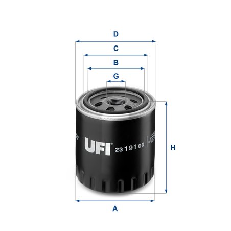 FILTRU ULEI UFI 23.191.00 - Compatibil cu ARO, CITROEN, DAF, FIAT, LADA, LANCIA, PEUGEOT, RENAULT, ROVER, SUZUKI, UMM