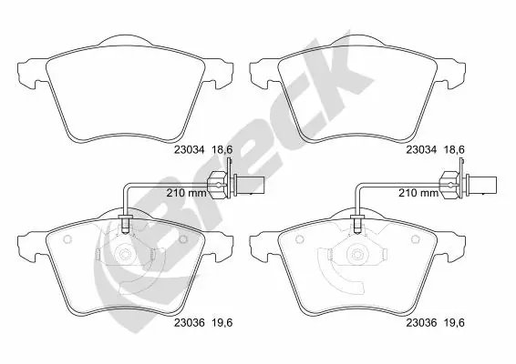SET PLACUTE FRANA BRECK 23034 00 703 10 - Compatibil cu VW