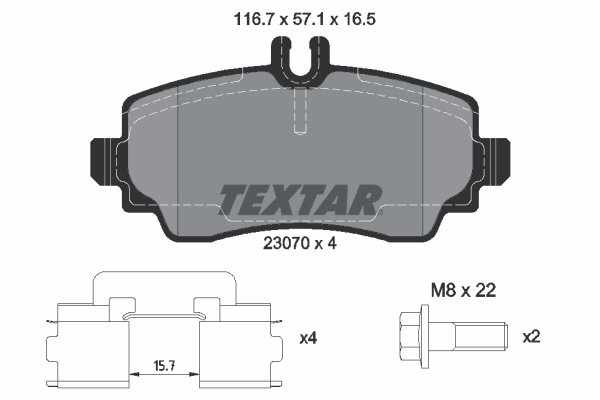 SET PLACUTE FRANA TEXTAR 2307003 - Compatibil cu MERCEDES-BENZ