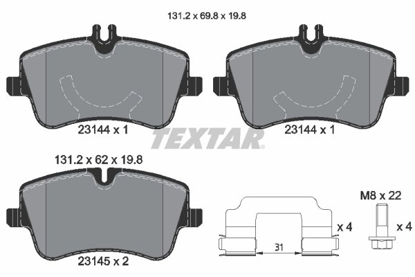 SET PLACUTE FRANA TEXTAR 2314401 - Compatibil cu MERCEDES-BENZ