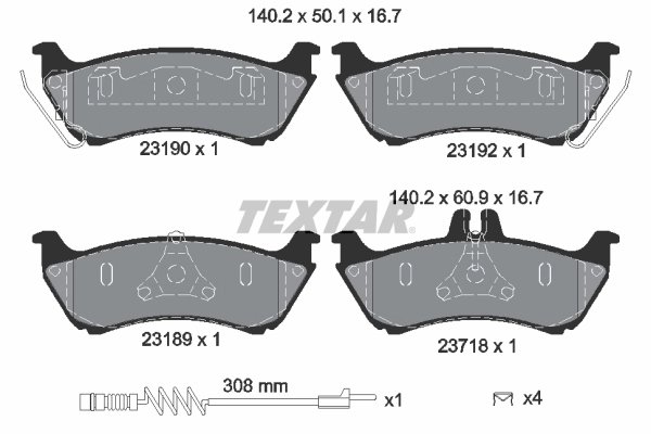 SET PLACUTE FRANA TEXTAR 2319002 - Compatibil cu MERCEDES-BENZ