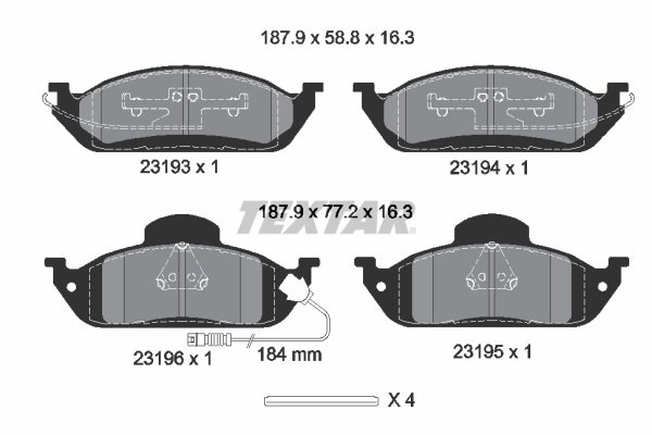 SET PLACUTE FRANA TEXTAR 2319303 - Compatibil cu MERCEDES-BENZ