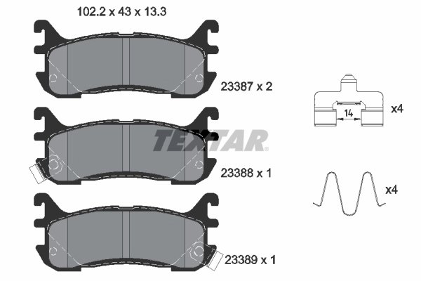 SET PLACUTE FRANA TEXTAR 2338704 - Compatibil cu EUNOS, FORD ASIA & OCEANIA, MAZDA