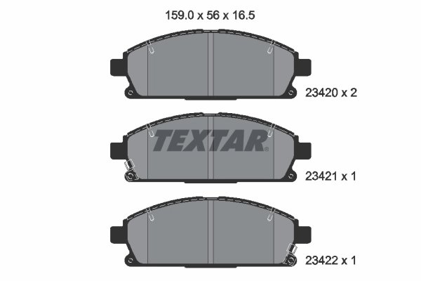 SET PLACUTE FRANA TEXTAR 2342001 - Compatibil cu ACURA, DONGFENG (DFAC), HONDA, INFINITI, ISUZU, NISSAN