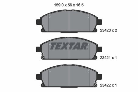SET PLACUTE FRANA TEXTAR 2342001 - Compatibil cu ACURA, DONGFENG (DFAC), HONDA, INFINITI, ISUZU, NISSAN