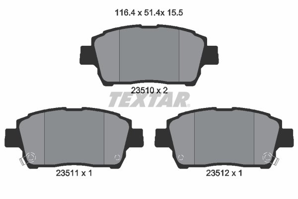 SET PLACUTE FRANA TEXTAR 2351002 - Compatibil cu BYD, FAW (TIANJIN), FENGXING, GEELY, GREAT WALL, HAVAL, LIFAN, TOYOTA, TOYOTA (