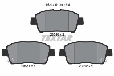SET PLACUTE FRANA TEXTAR 2351002 - Compatibil cu BYD, FAW (TIANJIN), FENGXING, GEELY, GREAT WALL, HAVAL, LIFAN, TOYOTA, TOYOTA (