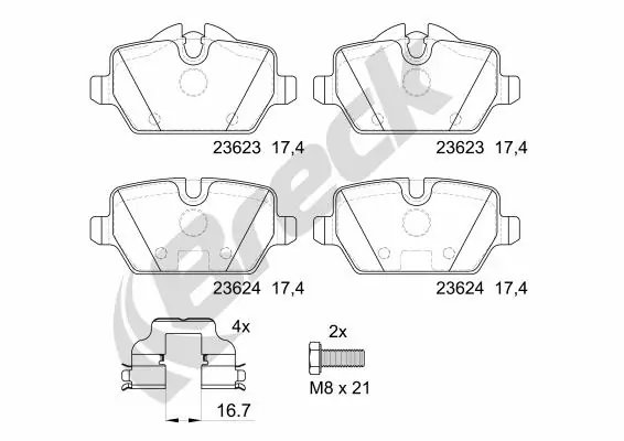 SET PLACUTE FRANA BRECK 23623 00 704 00 - Compatibil cu BMW