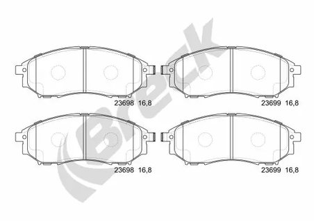 SET PLACUTE FRANA BRECK 23698 00 701 00 - Compatibil cu INFINITI, NISSAN, RENAULT