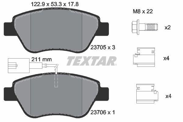 SET PLACUTE FRANA TEXTAR 2370502 - Compatibil cu ALFA ROMEO, FIAT, LANCIA