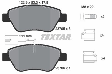 SET PLACUTE FRANA TEXTAR 2370502 - Compatibil cu ALFA ROMEO, FIAT, LANCIA