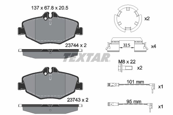 SET PLACUTE FRANA TEXTAR 2374303 - Compatibil cu MERCEDES-BENZ, MERCEDES-BENZ (BBDC)