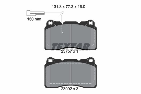 SET PLACUTE FRANA TEXTAR 2375701 - Compatibil cu ALFA ROMEO, LANCIA, MASERATI