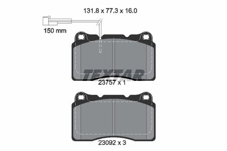 SET PLACUTE FRANA TEXTAR 2375701 - Compatibil cu ALFA ROMEO, LANCIA, MASERATI