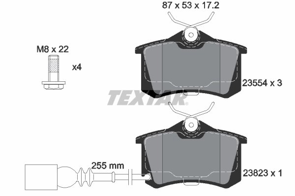 SET PLACUTE FRANA TEXTAR 2382301 - Compatibil cu SEAT, VW