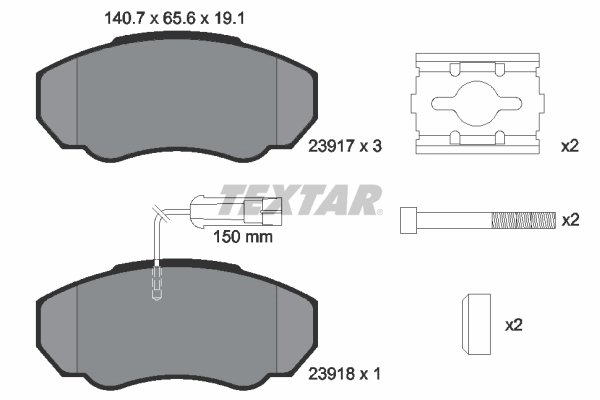 SET PLACUTE FRANA TEXTAR 2391701 - Compatibil cu CITROEN, FIAT, PEUGEOT