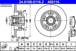 DISC FRANA ATE 24.0108-0116.2 - Compatibil cu RENAULT