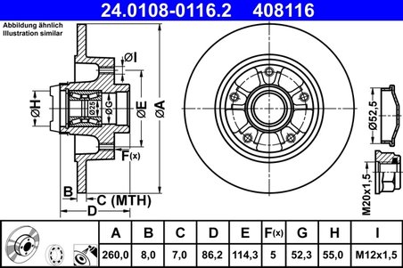 DISC FRANA ATE 24.0108-0116.2 - Compatibil cu RENAULT