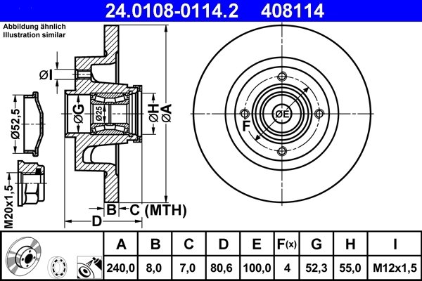 DISC FRANA ATE 24.0108-0114.2 - Compatibil cu RENAULT