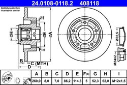 DISC FRANA ATE 24.0108-0118.2 - Compatibil cu RENAULT