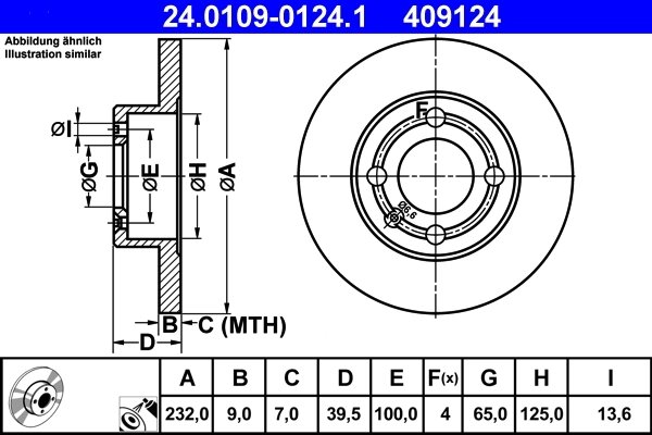 DISC FRANA ATE 24.0109-0124.1 - Compatibil cu SEAT, VW