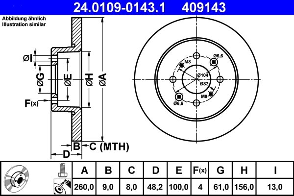DISC FRANA ATE 24.0109-0143.1 - Compatibil cu HONDA