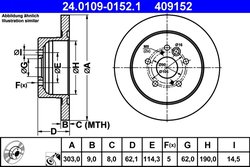 DISC FRANA ATE 24.0109-0152.1 - Compatibil cu TOYOTA