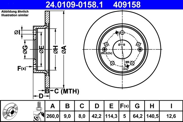 DISC FRANA ATE 24.0109-0158.1 - Compatibil cu HONDA