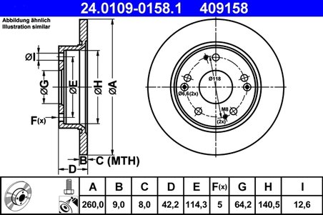 DISC FRANA ATE 24.0109-0158.1 - Compatibil cu HONDA
