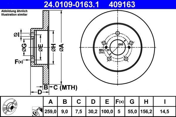 DISC FRANA ATE 24.0109-0163.1 - Compatibil cu LEXUS, SUBARU, TOYOTA