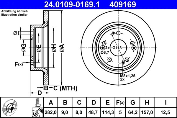 DISC FRANA ATE 24.0109-0169.1 - Compatibil cu HONDA