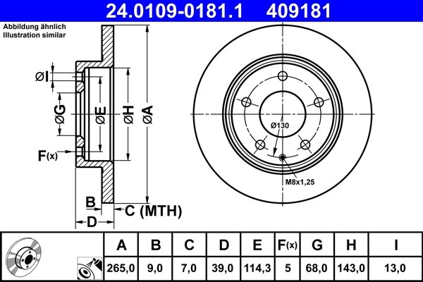 DISC FRANA ATE 24.0109-0181.1 - Compatibil cu MAZDA