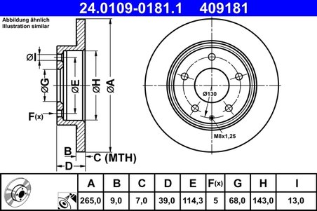 DISC FRANA ATE 24.0109-0181.1 - Compatibil cu MAZDA