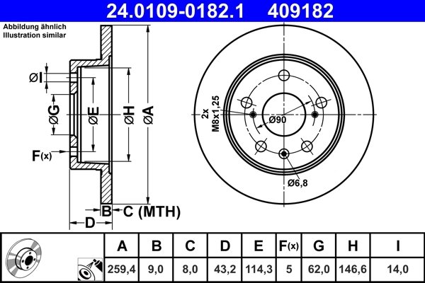 DISC FRANA ATE 24.0109-0182.1 - Compatibil cu SUZUKI