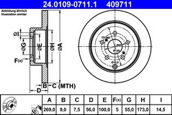 DISC FRANA ATE 24.0109-0711.1 - Compatibil cu TOYOTA