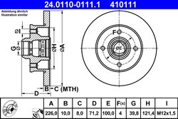 DISC FRANA ATE 24.0110-0111.1 - Compatibil cu SEAT, VW