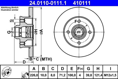 DISC FRANA ATE 24.0110-0111.1 - Compatibil cu SEAT, VW