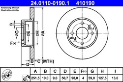 DISC FRANA ATE 24.0110-0190.1 - Compatibil cu ALFA ROMEO, CHRYSLER, FIAT, LANCIA
