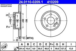 DISC FRANA ATE 24.0110-0209.1 - Compatibil cu ALFA ROMEO, FIAT, LANCIA