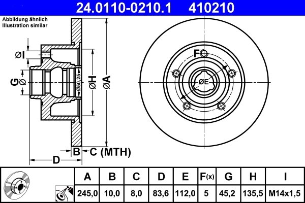DISC FRANA ATE 24.0110-0210.1 - Compatibil cu AUDI