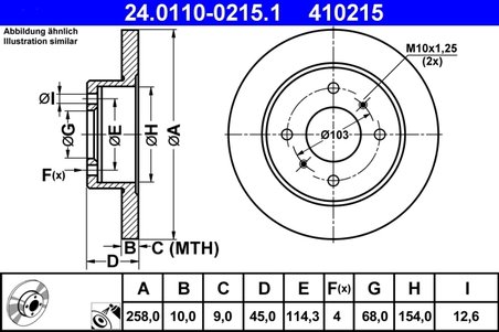 DISC FRANA ATE 24.0110-0215.1 - Compatibil cu NISSAN